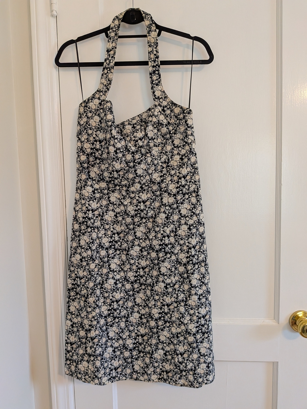 A.B.S. by Allen Schwartz Floral Halter Dress Black White Size 10